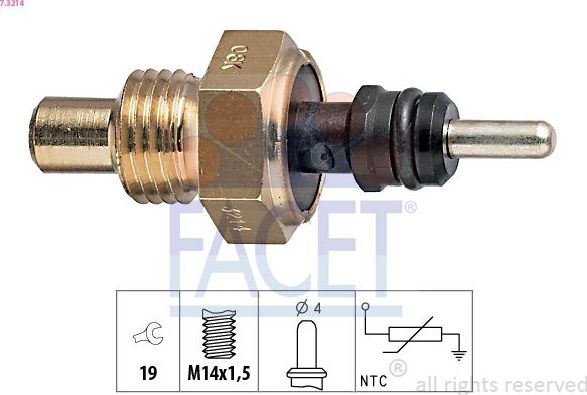 Датчик температуры охлаждающей жидкости Facet Made in Italy - OE Equivalent. Артикул 7.3214