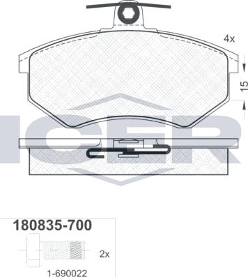 Тормозные колодки Icer. Артикул 180835-700