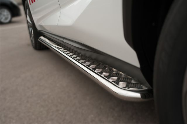 Защита порогов RusStal труба d42 с листом (вариант 2) для Lexus NX 200t F Sport 2015-2026. Артикул LNXT-0021402