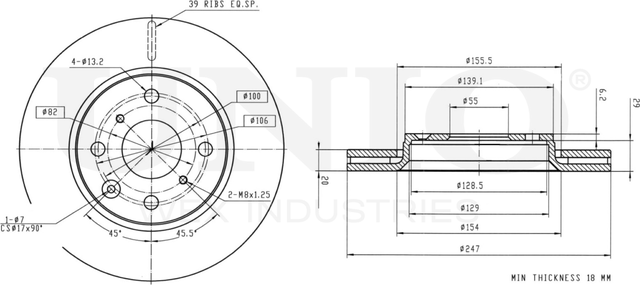 Диск тормозной (Unio). Артикул BRD-20311