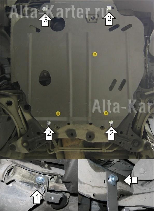 Защита Мотодор для картера, КПП Dodge Caliber 2006-2012. Артикул 02904