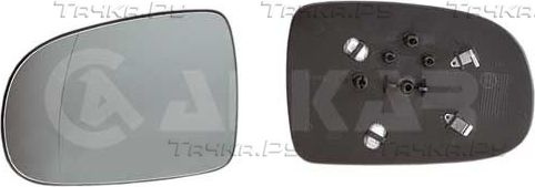 Зеркальное стекло бокового зеркала Alkar левое для Opel Tigra B 2004-2010. Артикул 6401420