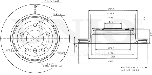 Диск тормозной (Unio). Артикул BRD-20459