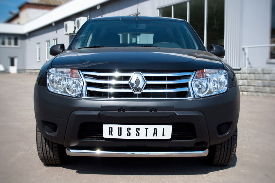 Защита RusStal переднего бампера d63 (дуга) короткая для Renault Duster FWD I 2010-2020. Артикул RD2Z-000435