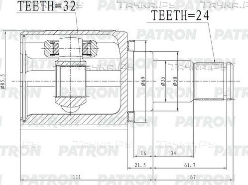 Шрус внутренний (граната) Patron. Артикул PCV2172