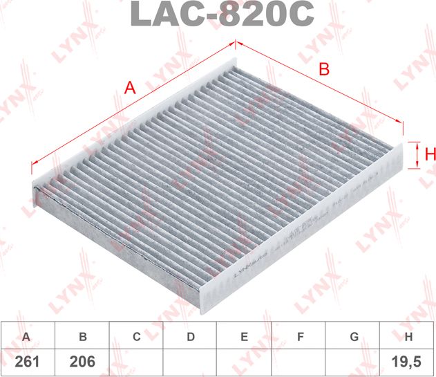 Салонный фильтр LYNXauto. Артикул LAC-820C