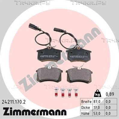 Тормозные колодки Zimmermann. Артикул 24211.170.2