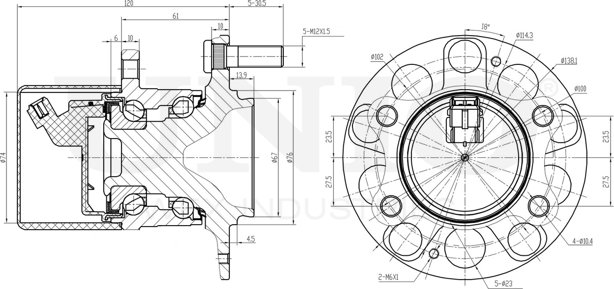 Ступица колеса с интегрированным подшипником (Unio). Артикул HUB-20265
