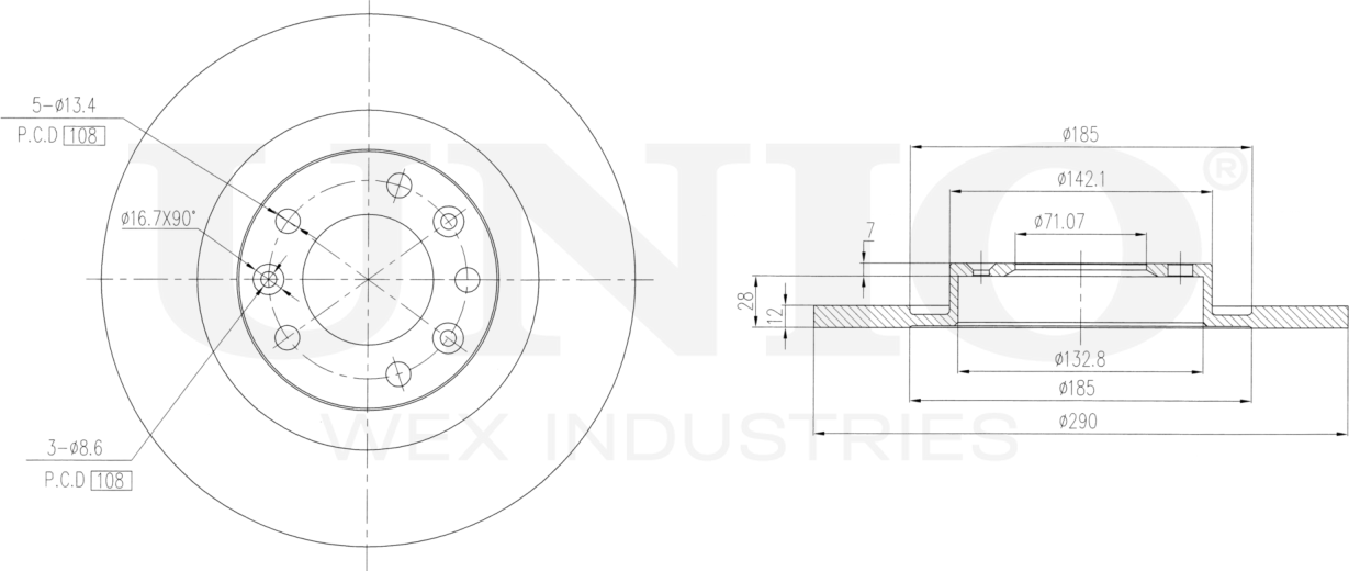 Диск тормозной (Unio). Артикул BRD-20524