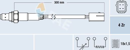 Лямбда-зонд (кислородный датчик) FAE для Mazda MX-6 1992-1997. Артикул 77254