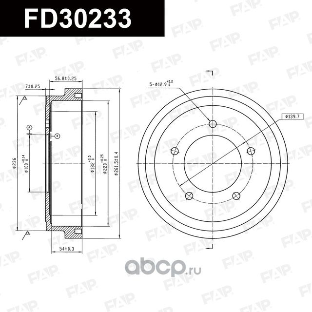 FD30233 БАРАБАН ТОРМОЗНОЙ (FAP). Артикул FD30233