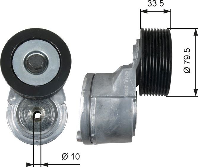 Натяжной ролик (натяжитель) приводного клинового зубчатого ремня Gates DriveAlign®. Артикул T39383