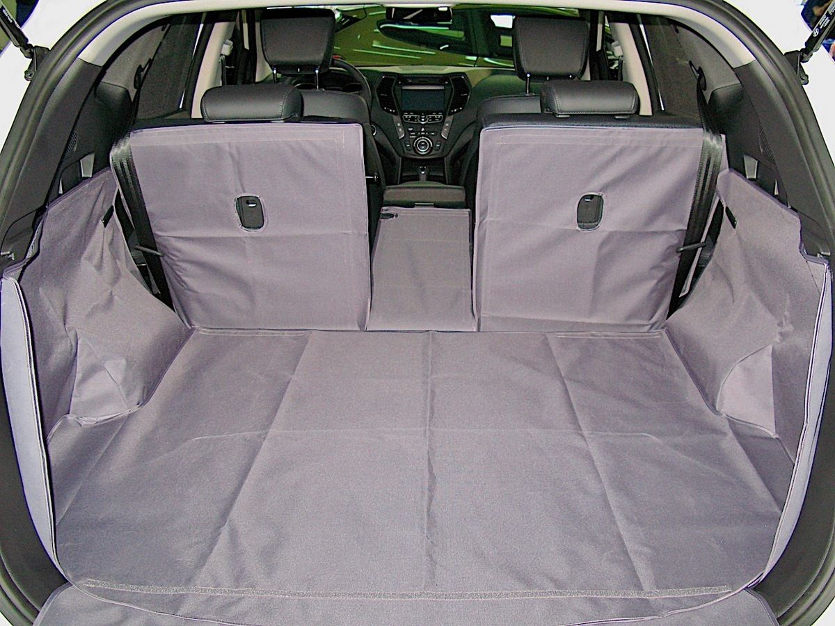 Защитный чехол AUTOSMSTUDIO "Maxi" в багажник автомобиля для Hyundai Santa Fe III DM (5 мест) 2012-2018, серый. Артикул TP-H1SAFE-MAXI-GR