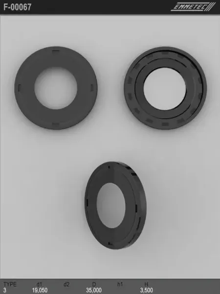 Сальник рулевой рейки 19.05 35 3.5 (Emmetec). Артикул F00067