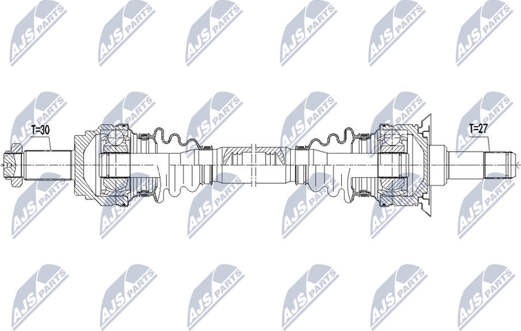 Полуось (привод в сборе, приводной вал) NTY задняя левая для BMW X3 II (F25) 2010-2017. Артикул NPW-BM-091