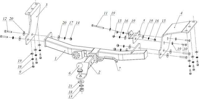 Фаркоп Bizon для Mitsubishi Outlander XL 2006-2012 с накладкой из нержавеющей стали. Артикул FA 0970-E(N)