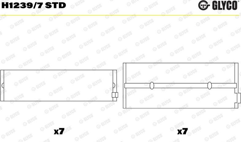 Вкладыши коренные Glyco для MAN Lion's Star 1999-2007. Артикул H1239/7 STD