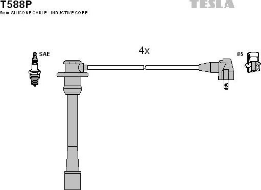 Высоковольтные провода (провода зажигания) (комплект) Tesla. Артикул T588P