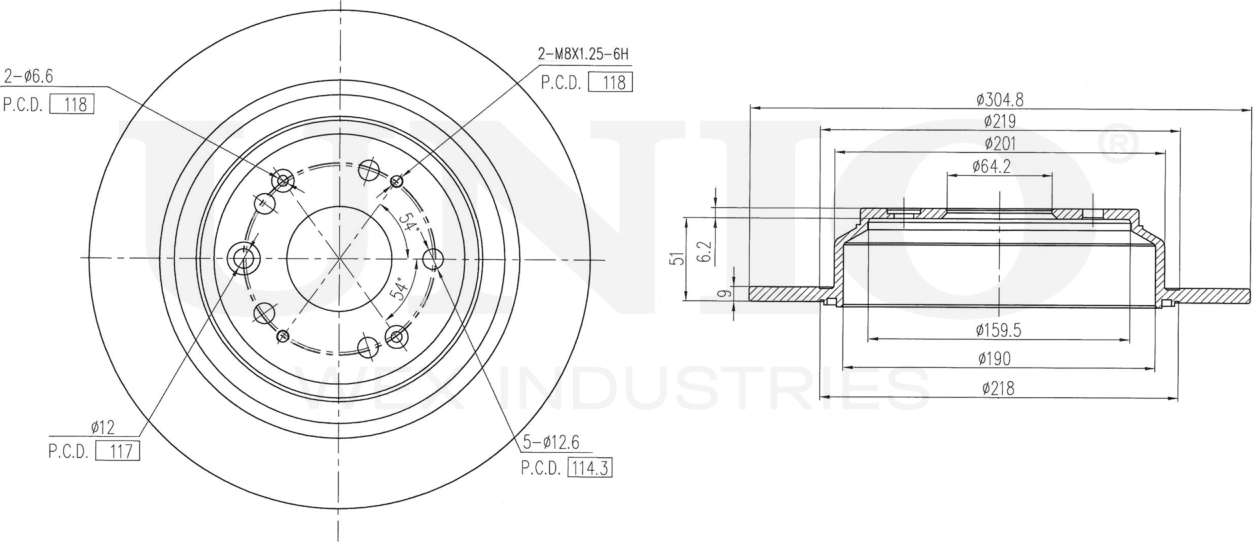 Диск тормозной (Unio). Артикул BRD-20526