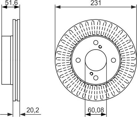 Тормозной диск Bosch передний для Nissan Pixo 2009-2013. Артикул 0 986 479 778
