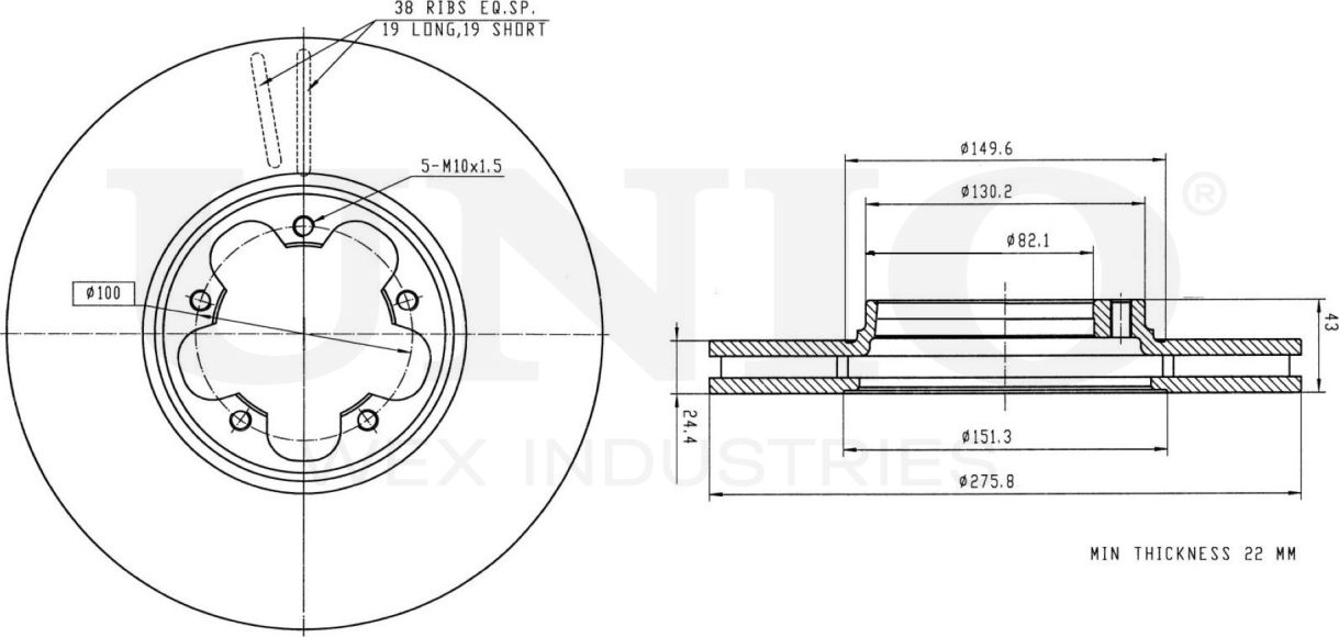 Диск тормозной (Unio). Артикул BRD-20198