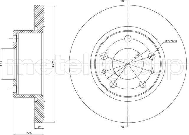 Тормозной диск Metelli передний для IVECO Daily III 1999-2007. Артикул 23-0570