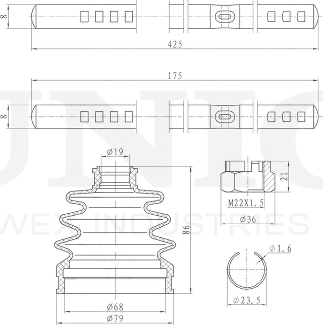 Пыльник ШРУС, комплект (Unio). Артикул DUC-30093K