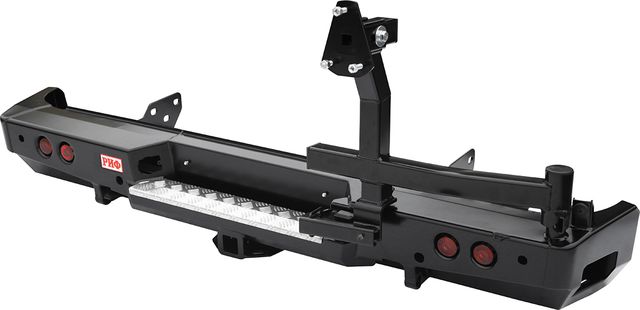 Бампер силовой РИФ задний с квадратом под фаркоп, калиткой и фонарями для Toyota Tundra 2007-2013. Артикул RIFTND-20125