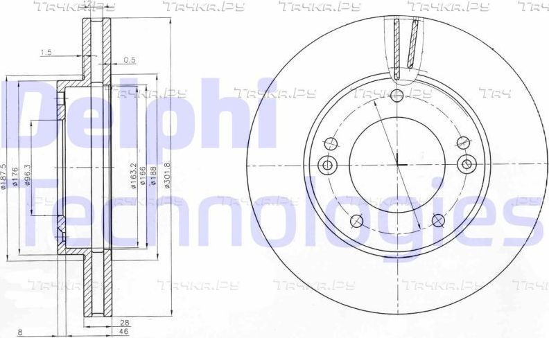 Тормозной диск Delphi. Артикул BG3858