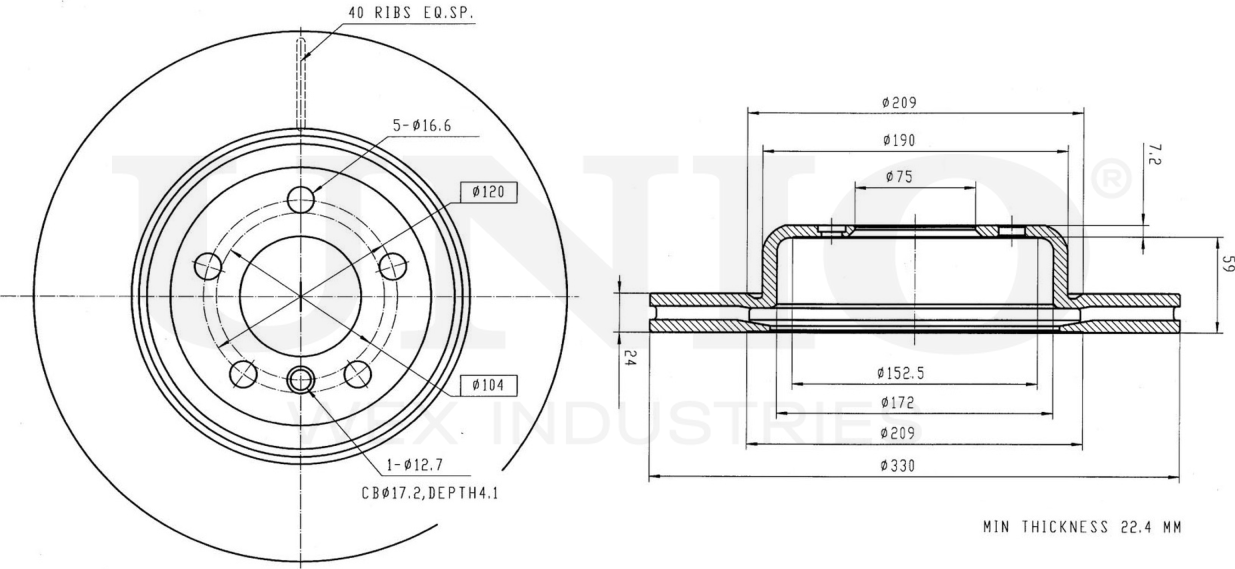 Диск тормозной (Unio). Артикул BRD-20181
