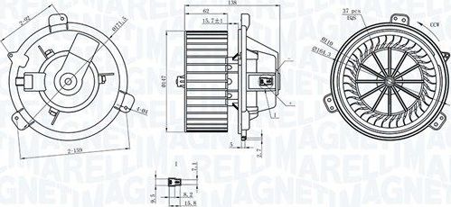Вентилятор, мотор печки (отопителя) салона Magneti Marelli. Артикул 069412313010