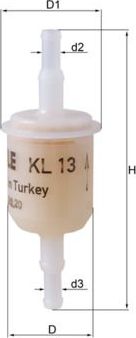 Топливный фильтр Mahle для Fiat 128 1969-1984. Артикул KL 13