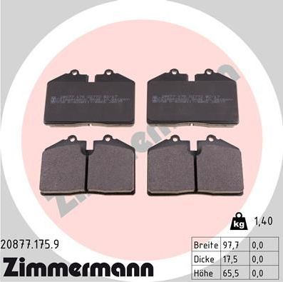 Тормозные колодки Zimmermann pb:z для Porsche 968 1991-1995. Артикул 20877.175.9