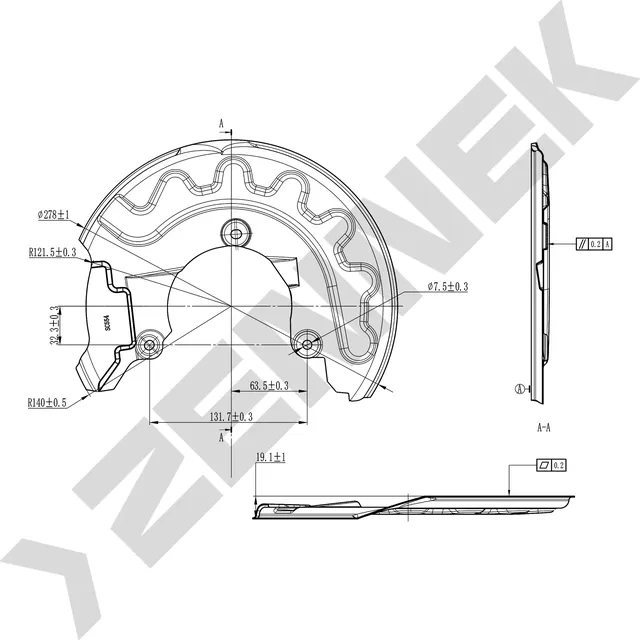 Защита тормозного диска передняя левая SKODA  RAPID 13>, FABIA 15> VW POLO (SED (Zennek). Артикул DCD0160