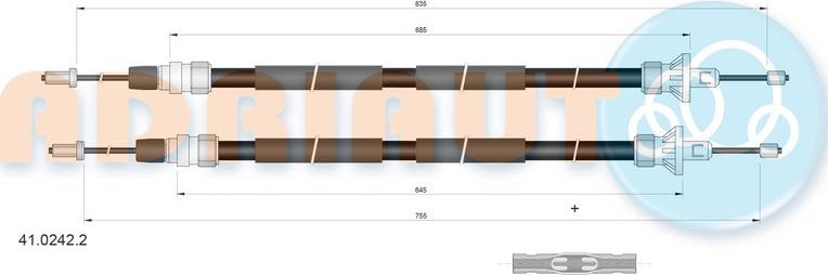 Трос ручника (тросик ручного тормоза) Adriauto. Артикул 41.0242.2