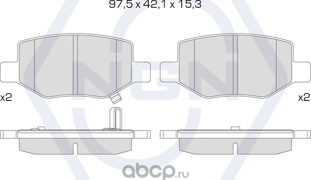Колодки тормозные дисковые керамические | зад | (NGN). Артикул 3502306