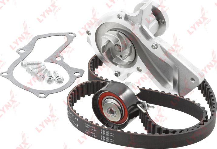 Помпа (водяной насос) с комплектом ремня ГРМ LYNXauto. Артикул PW-1272