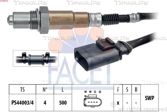 Лямбда-зонд (кислородный датчик) Facet Made in Italy - OE Equivalent для Audi Q5 I (8R) 2008-2017. Артикул 10.8072