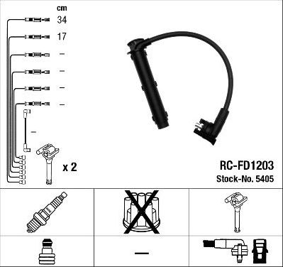 Высоковольтные провода (провода зажигания) (комплект) NGK для Ford Escort V 1991-1998. Артикул 5405
