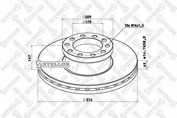 Тормозной диск Stellox. Артикул 85-00802-SX