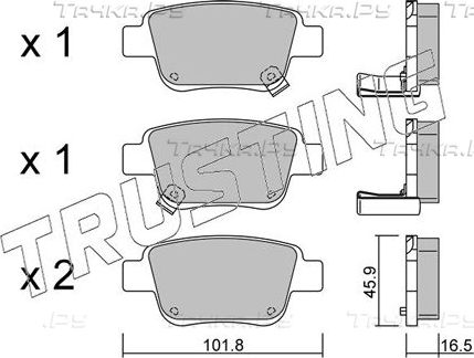 Тормозные колодки Trusting задние для Toyota Avensis II 2003-2008. Артикул 467.0