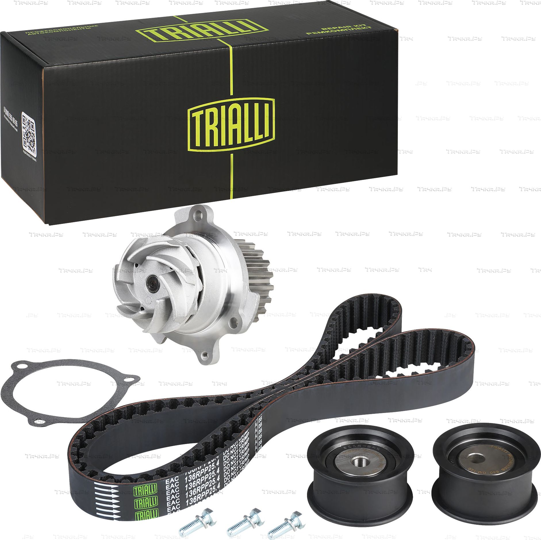 Помпа (водяной насос) с комплектом ремня ГРМ Trialli. Артикул GT 910