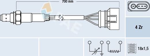 Лямбда-зонд (кислородный датчик) FAE. Артикул 77135
