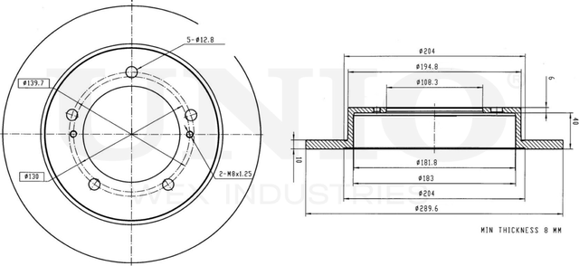 Диск тормозной (Unio). Артикул BRD-20360