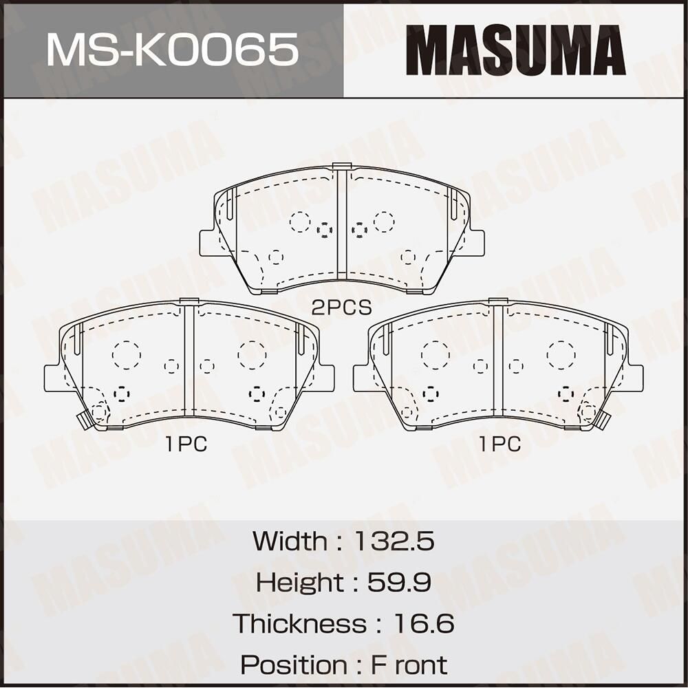 Колодки дисковые MASUMA, NP6162, P30107 front (1/12) Masuma. Артикул MSK0065