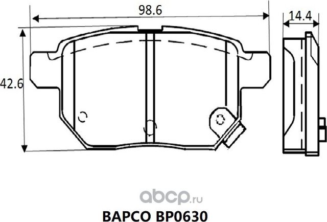 Колодки тормозные дисковые зад. TOYOTA AURIS(_E15_) 07-12, COROLLA (_E (Bapco). Артикул BP0630