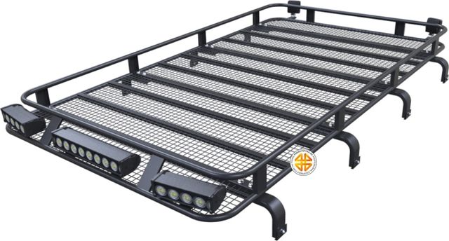 Багажник экспедиционный Podgotoffka 2800х1200х120 мм с сеткой и креплениями на водостоки для Mitsubishi Delica P25W, P35W 1986-1999. Артикул PGT-B.115.03