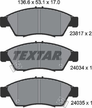 Тормозные колодки Textar передние для Suzuki Liana I 2001-2008. Артикул 2381701