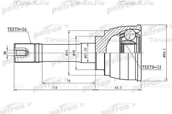 Шрус наружный (граната) Patron. Артикул PCV1425