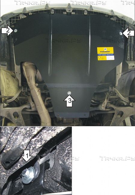 Защита Мотодор для картера Subaru Impreza III 2007-2011. Артикул 02223